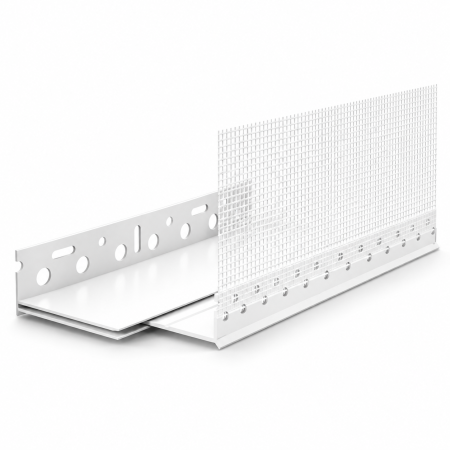Profil soclu reglabil PVC cu plasa fibra de sticla, 60-100 mm, lungime 2 m